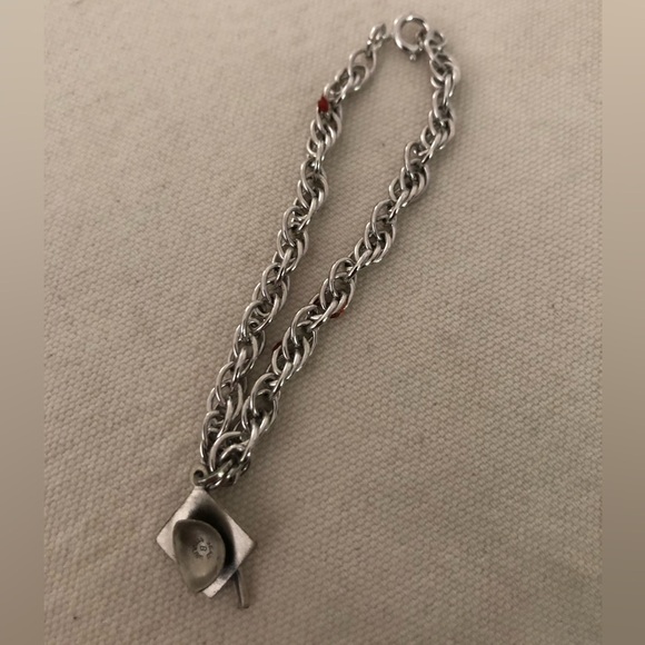 Silver Bracelet w Graduation Cap - Picture 2 of 7